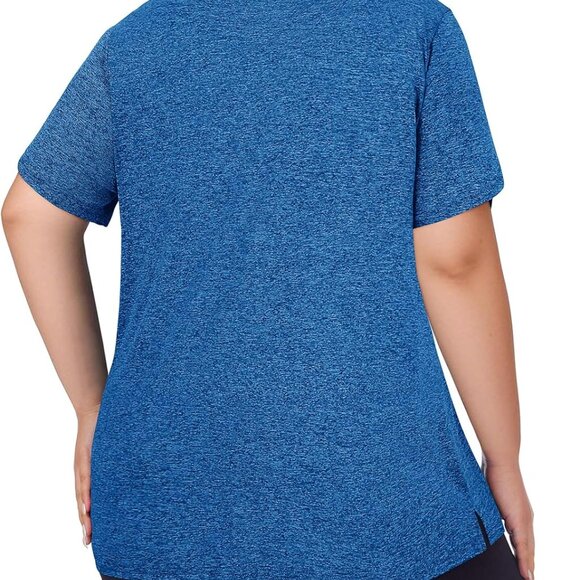 Navy Plus Size Women's Golf Polo Shirt Short Sleeve Zip Up UPF 50+ Tulip Sleeve - Picture 4 of 5